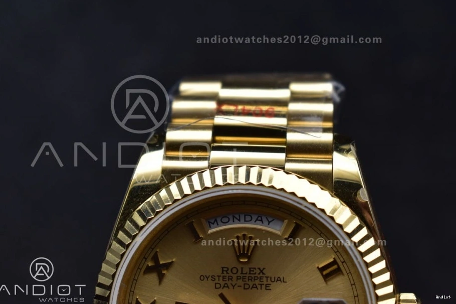 Best QF Dial with YG Gold on President Edition Steel Roman Mark (Gain V5 Bracelet vr3255 36 Weight) DayDate 904L 0224
